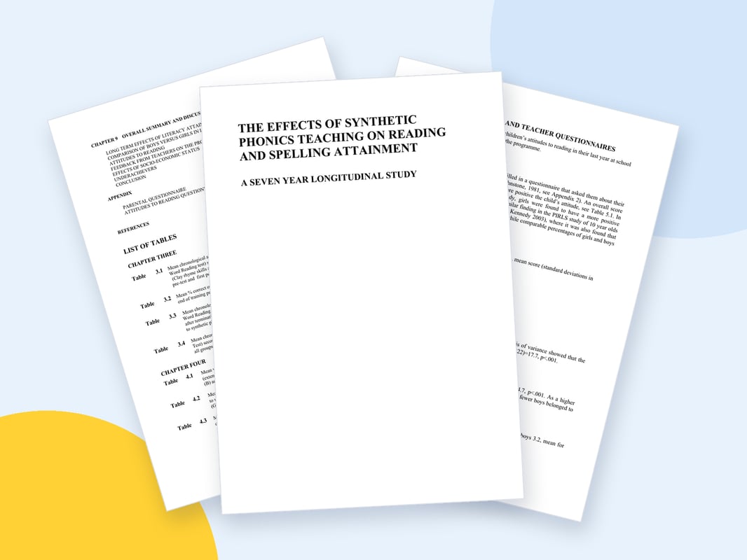 Cover and two internal pages of the Clackmannanshire seven-year research report, splayed out