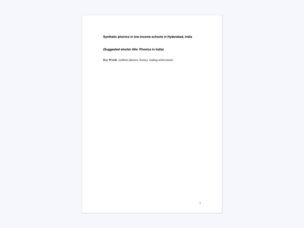 Document preview: Synthetic phonics in low-income schools