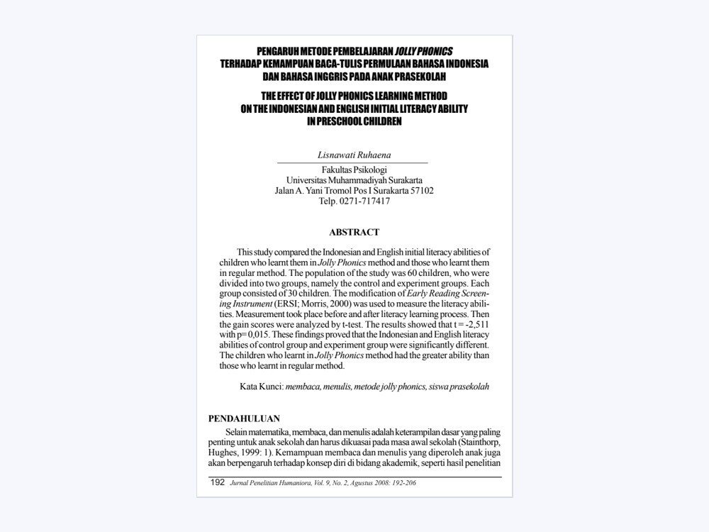 Document preview: Early literacy in Indonesian and English