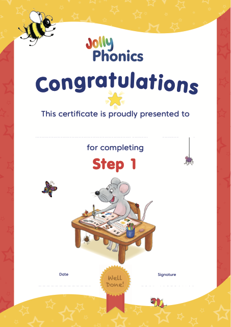 Jolly Phonics Certificates Colour Step 1