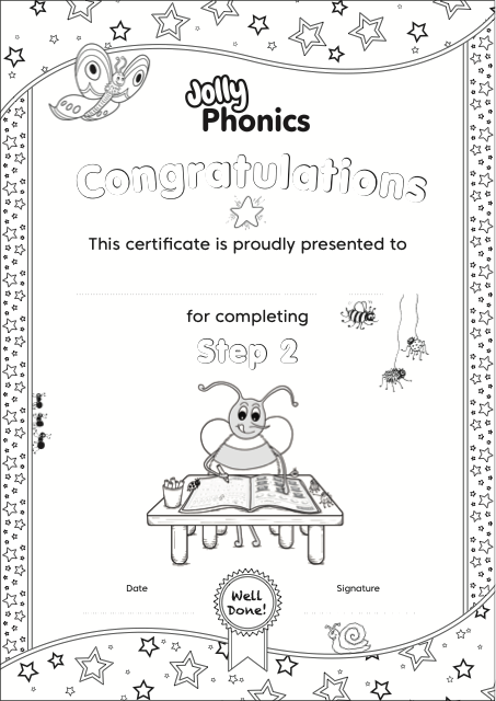 Step 2 - Jolly Phonics Certificates (BW)